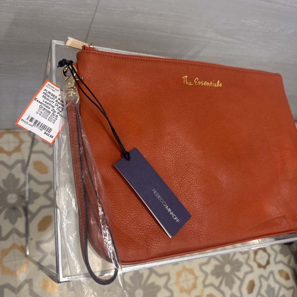 Rebecca Minkoff Orange Leather The Essentials Zip Pouch