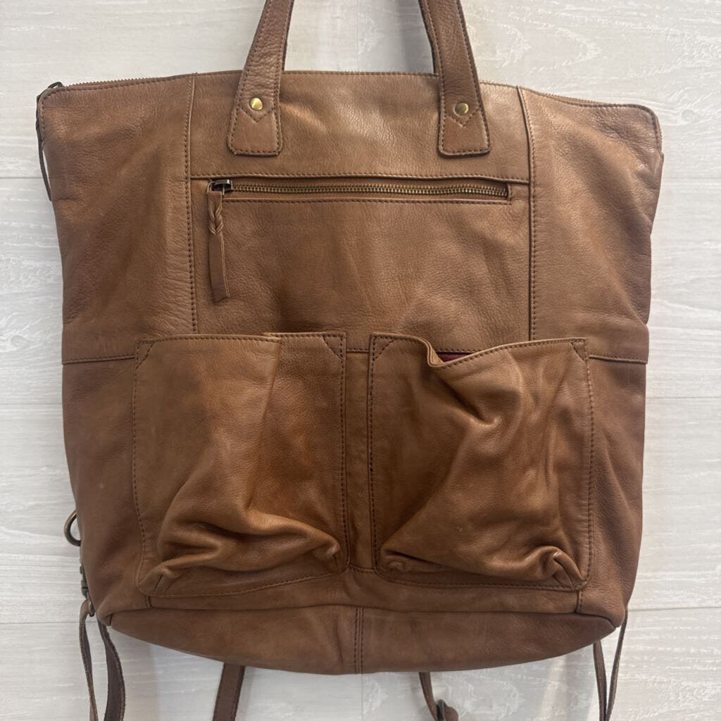 Rock Paper Scissors Brown Leather Saddle Up Convertible Tote/ Backpack