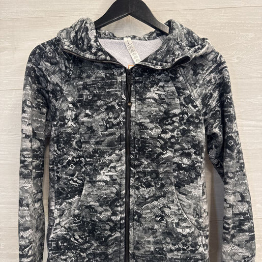 Lululemon Black/ Grey Masked Lace Print Scuba Zip Up Hoodie 6
