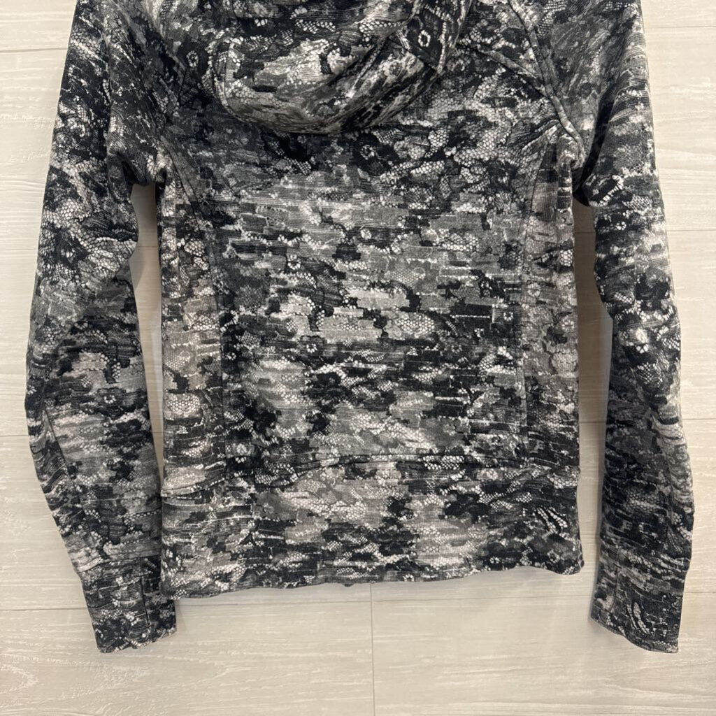 Lululemon Black/ Grey Masked Lace Print Scuba Zip Up Hoodie 6