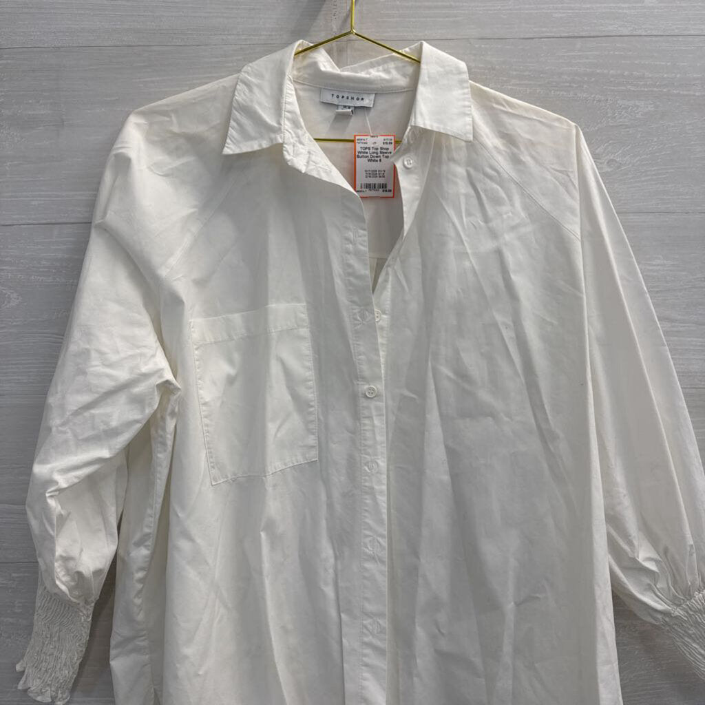 Top Shop White Long Sleeve Button Down Top 6