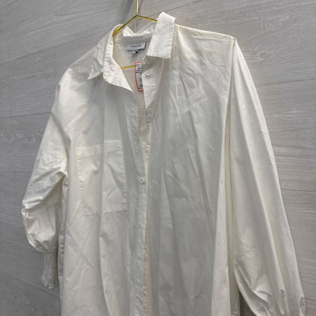 Top Shop White Long Sleeve Button Down Top 6