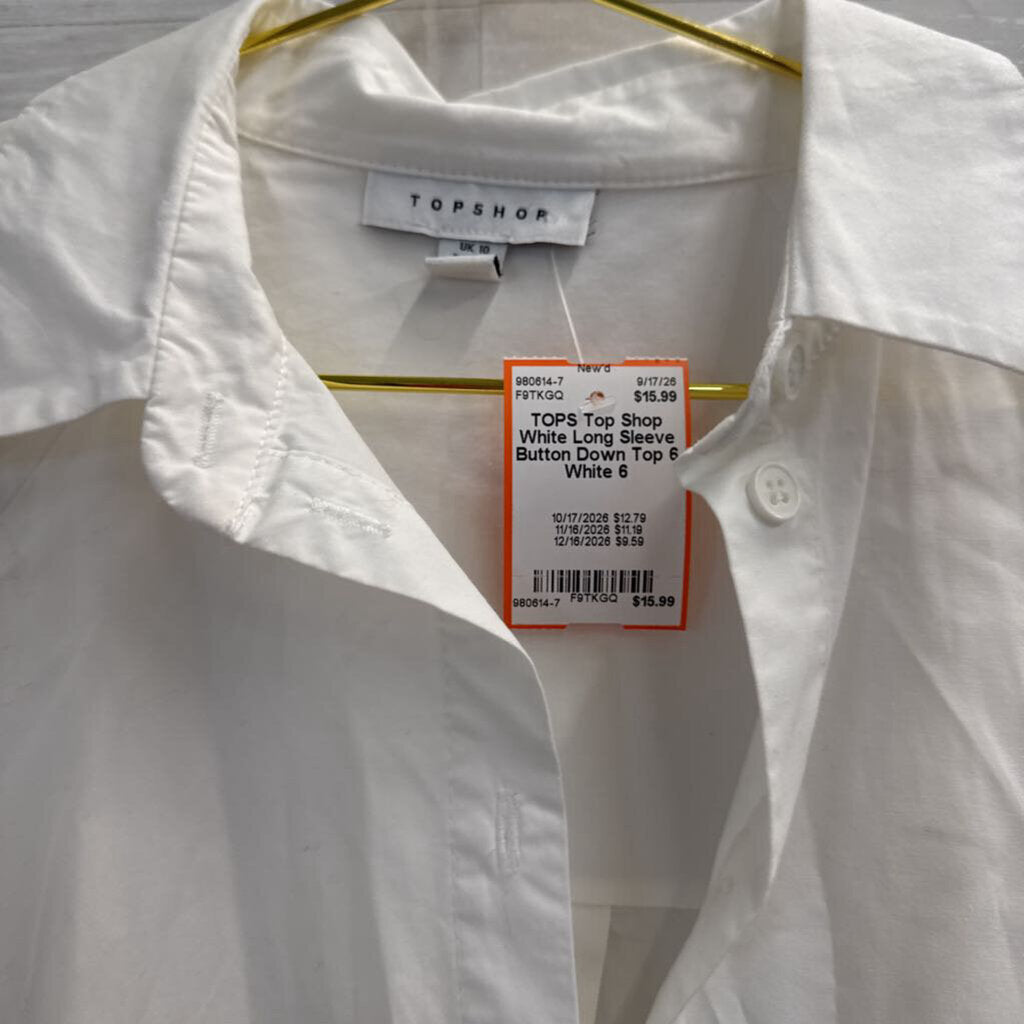 Top Shop White Long Sleeve Button Down Top 6