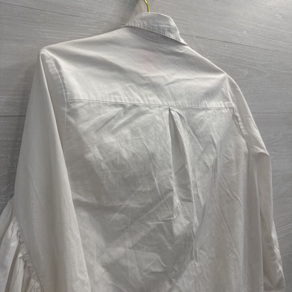 Drew White Long Sleeve Ruffle Detail Button Down Top Medium