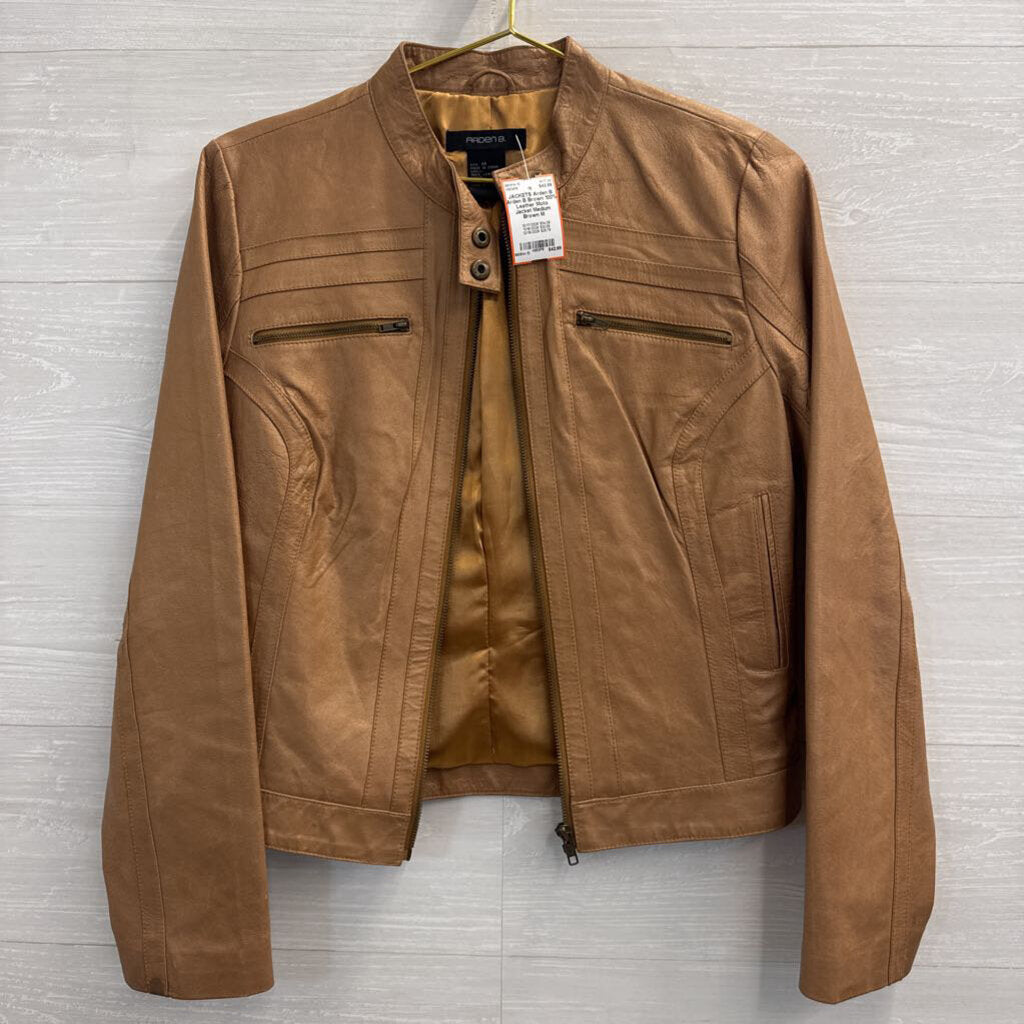 Arden B Brown 100% Leather Moto Jacket Medium