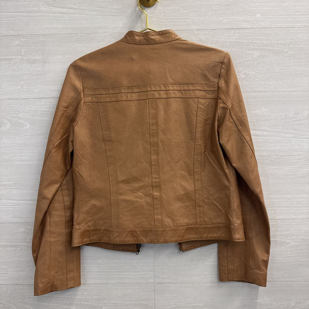 Arden B Brown 100% Leather Moto Jacket Medium