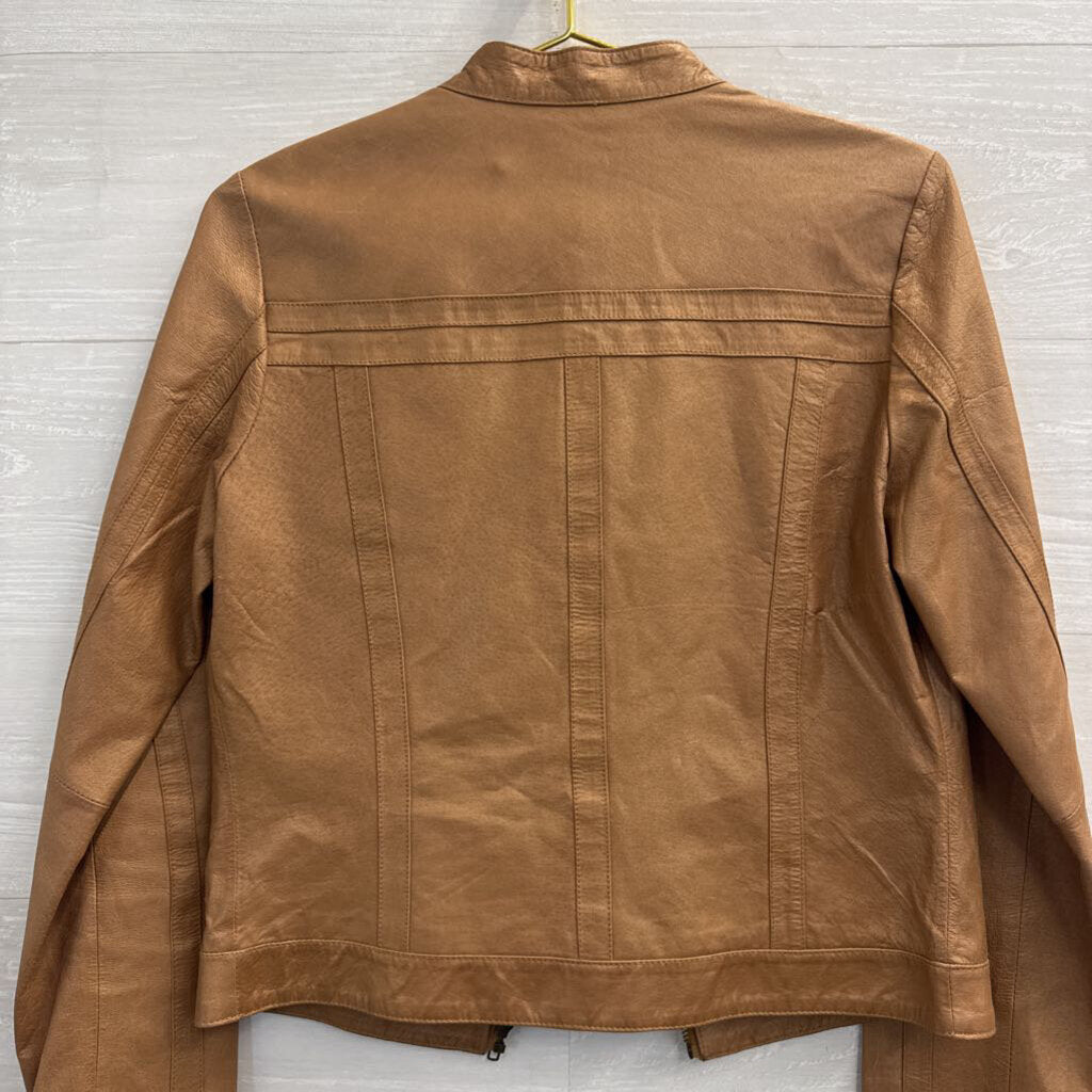 Arden B Brown 100% Leather Moto Jacket Medium