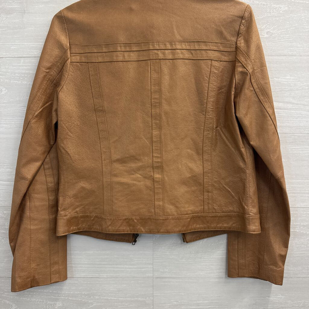 Arden B Brown 100% Leather Moto Jacket Medium