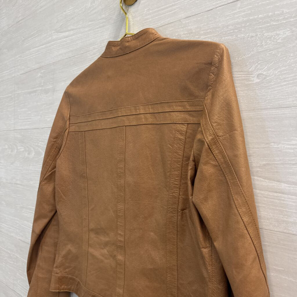 Arden B Brown 100% Leather Moto Jacket Medium