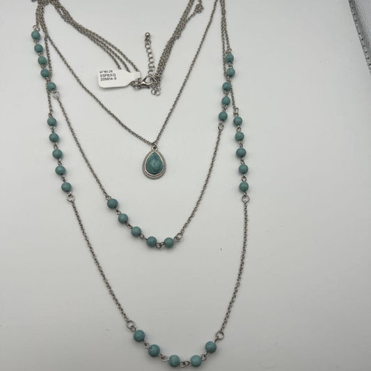 Silver/ Turquoise Layered Strand Necklace