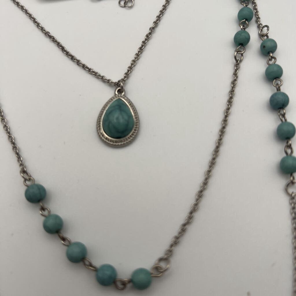 Silver/ Turquoise Layered Strand Necklace
