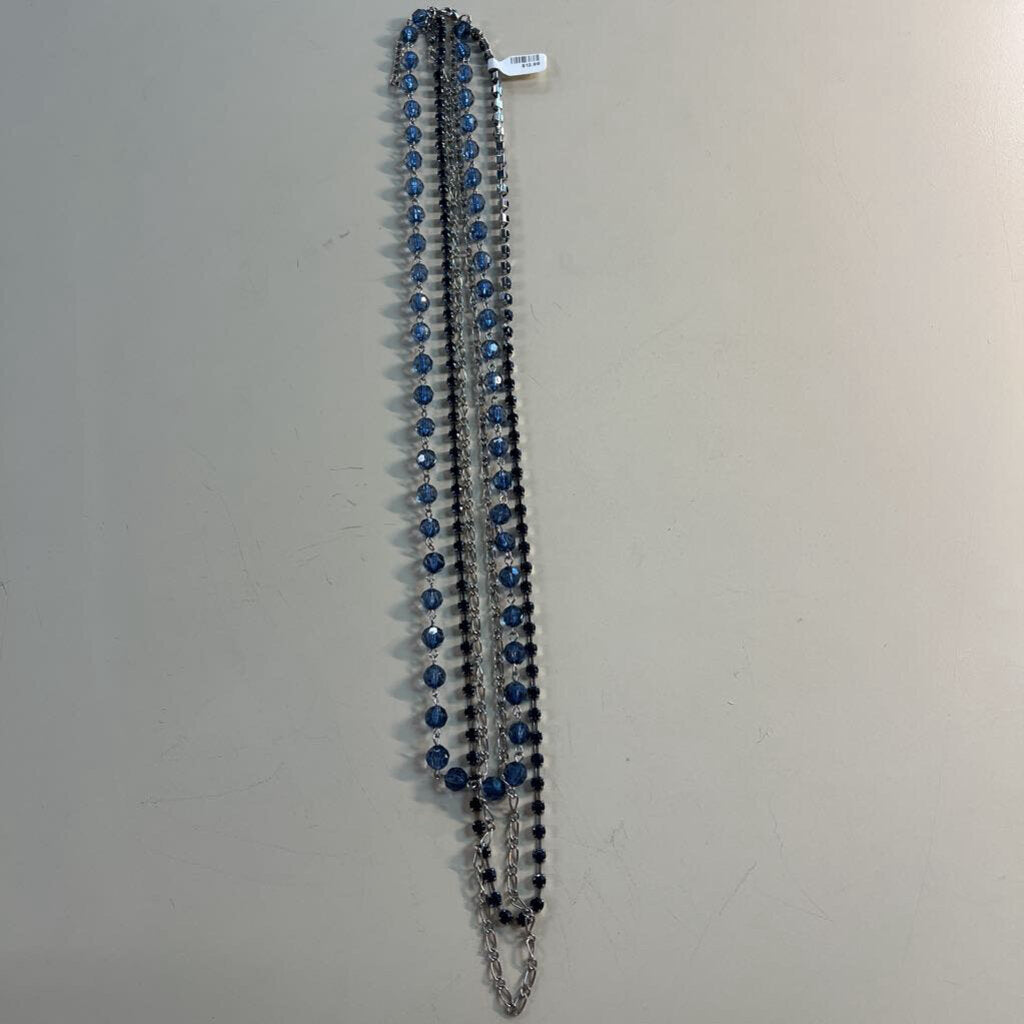 Silver/ Navy Stone Layered Necklace