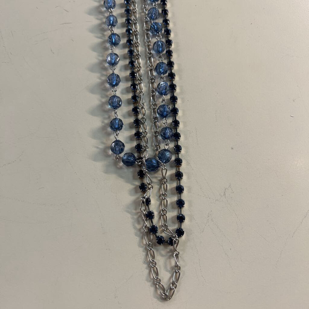 Silver/ Navy Stone Layered Necklace