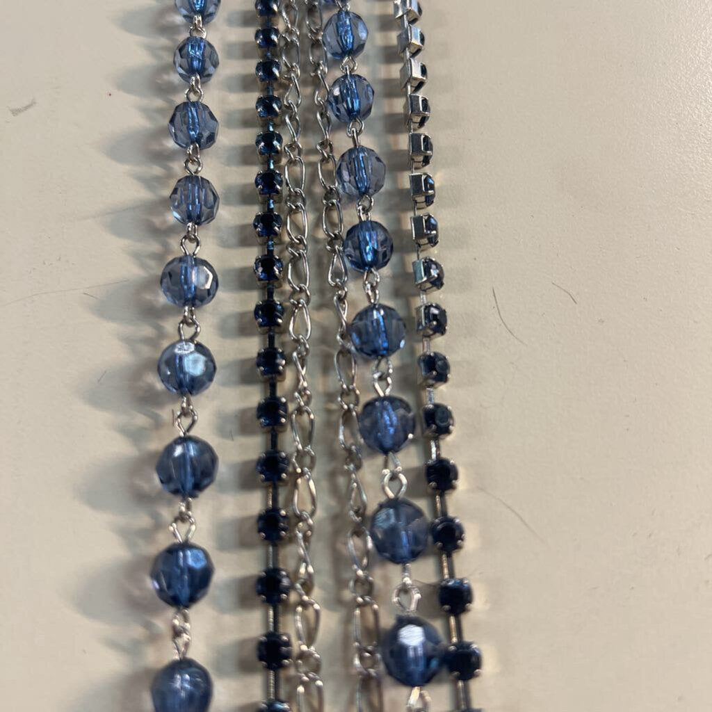 Silver/ Navy Stone Layered Necklace