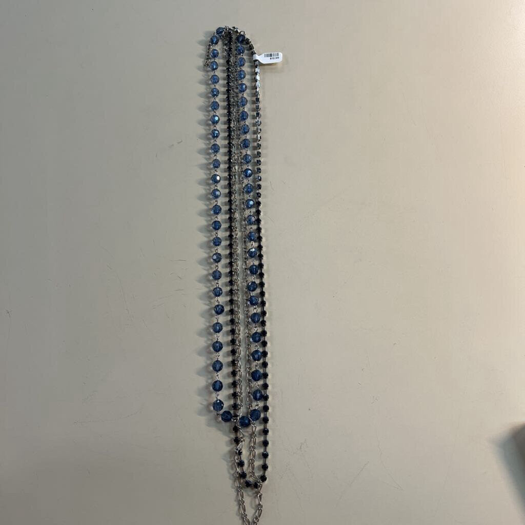 Silver/ Navy Stone Layered Necklace