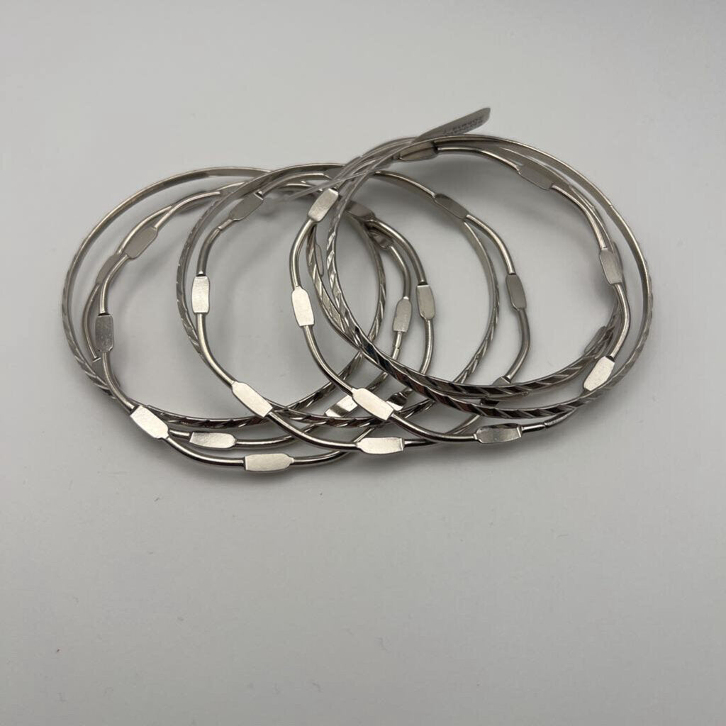 Layered Silver Bangle Bracelets