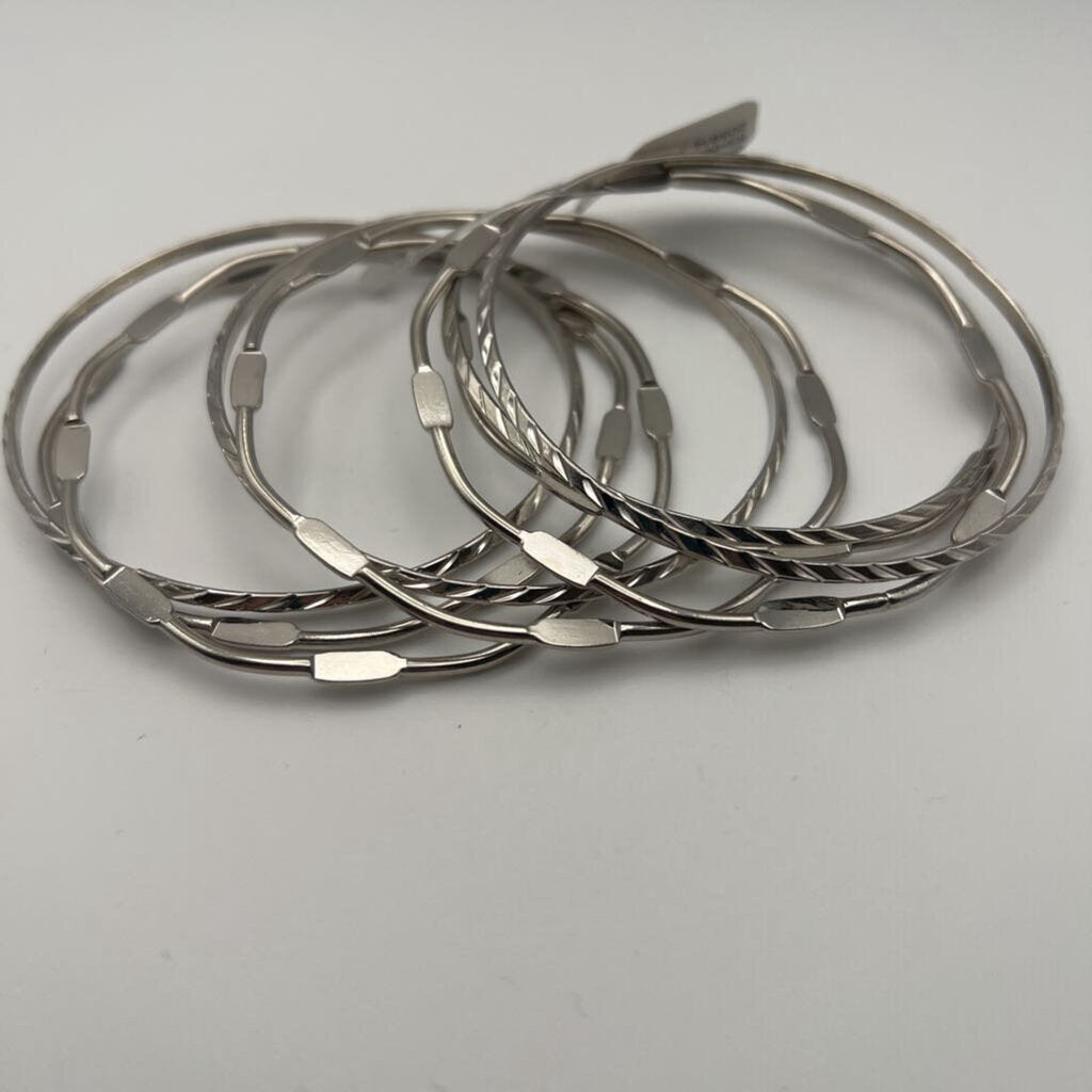 Layered Silver Bangle Bracelets