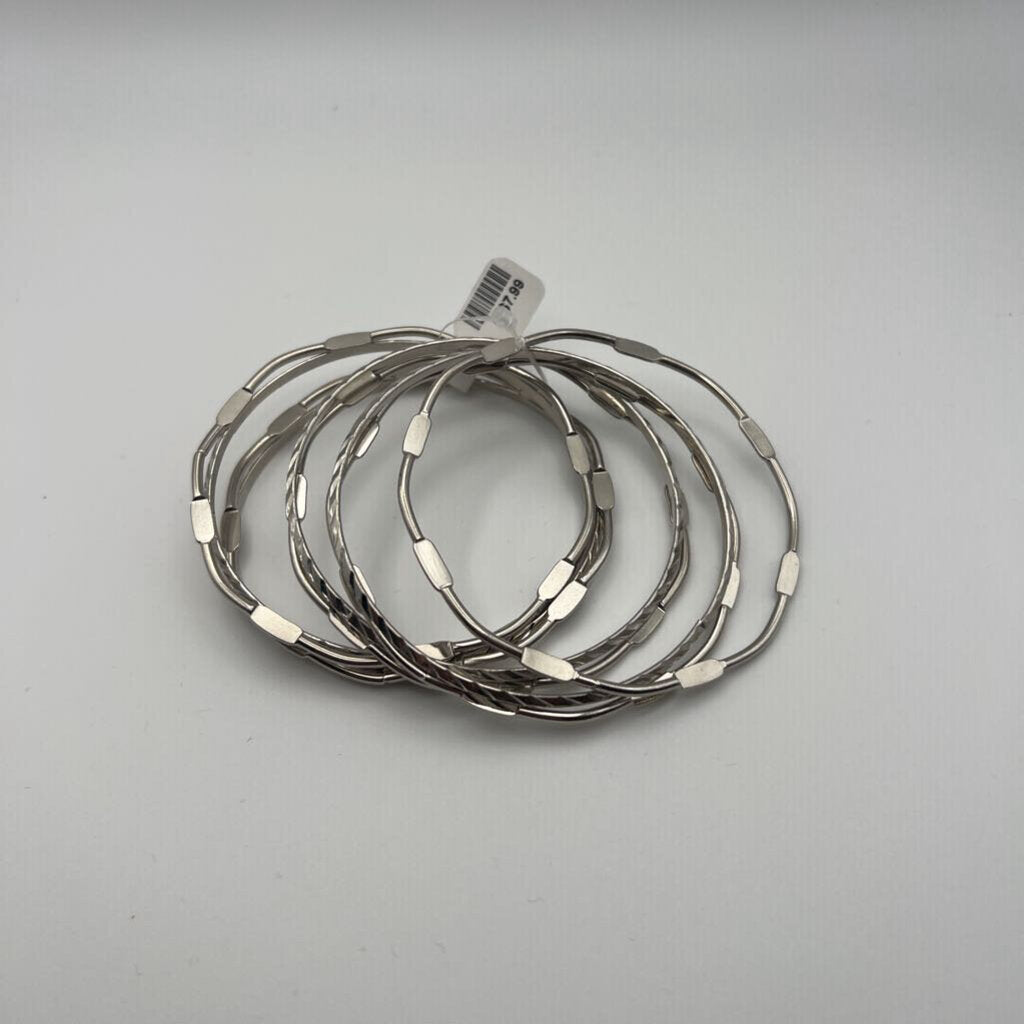 Layered Silver Bangle Bracelets