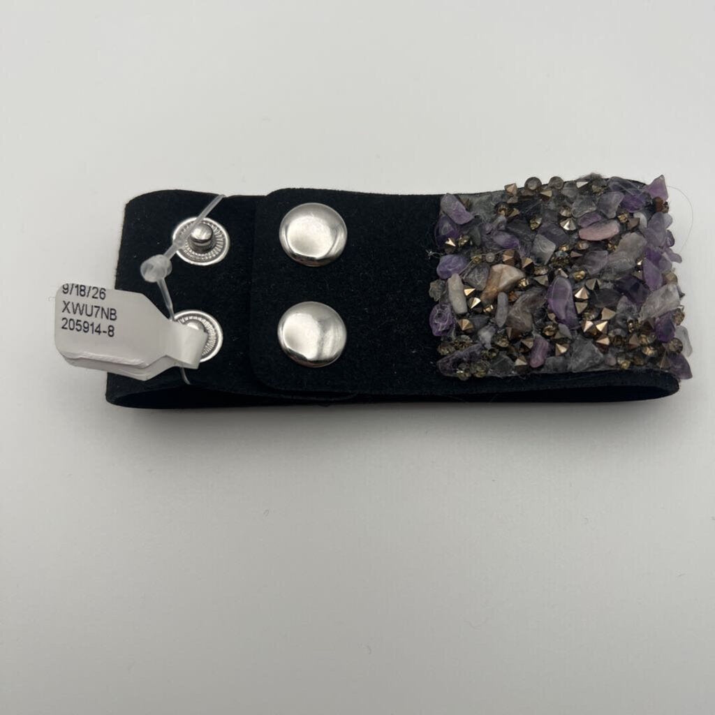 Black/ Purple Cluster Stone Wrap Bracelet
