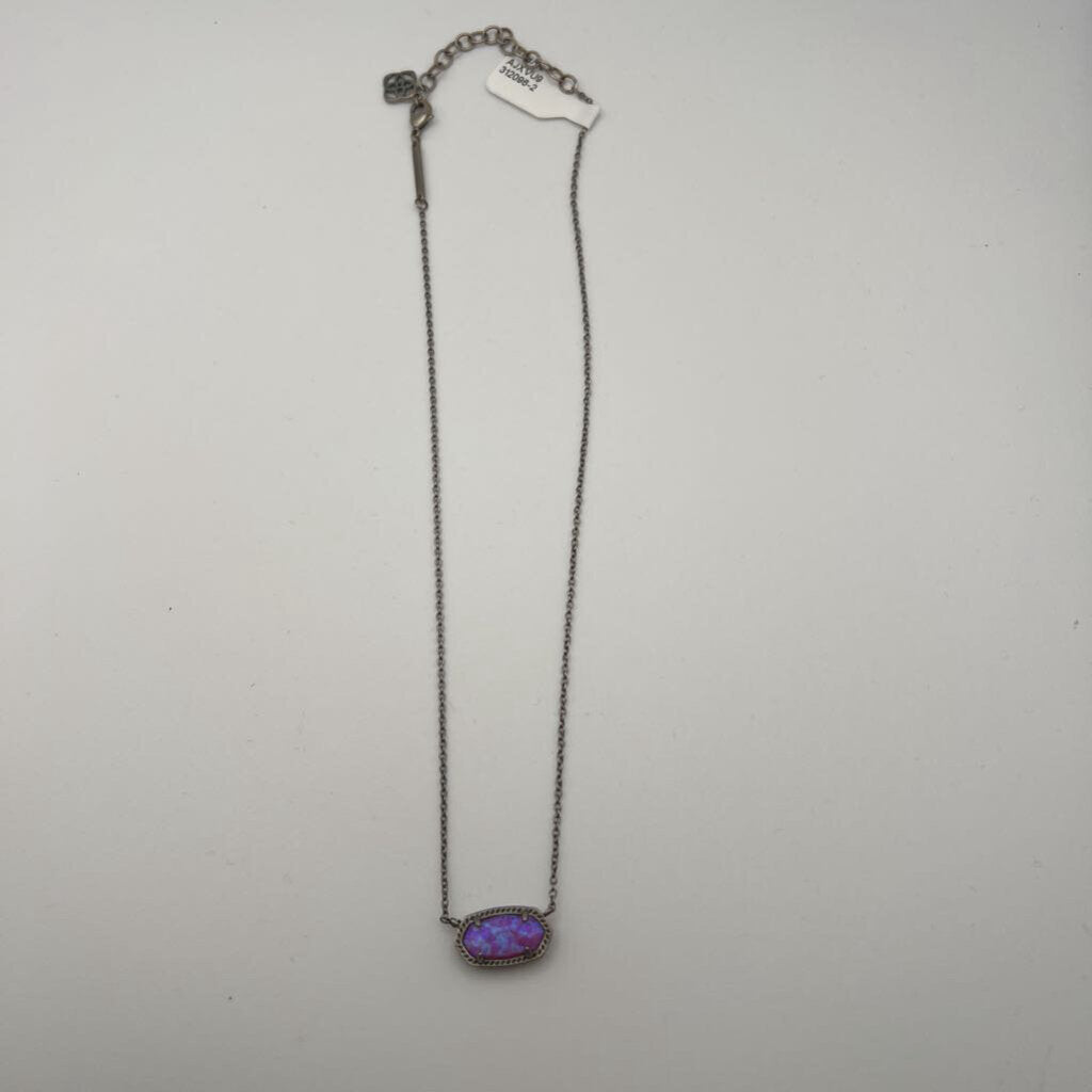 Kendra Scott Silver/ Purple Stone Pendant Necklace