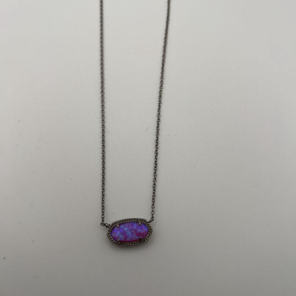 Kendra Scott Silver/ Purple Stone Pendant Necklace