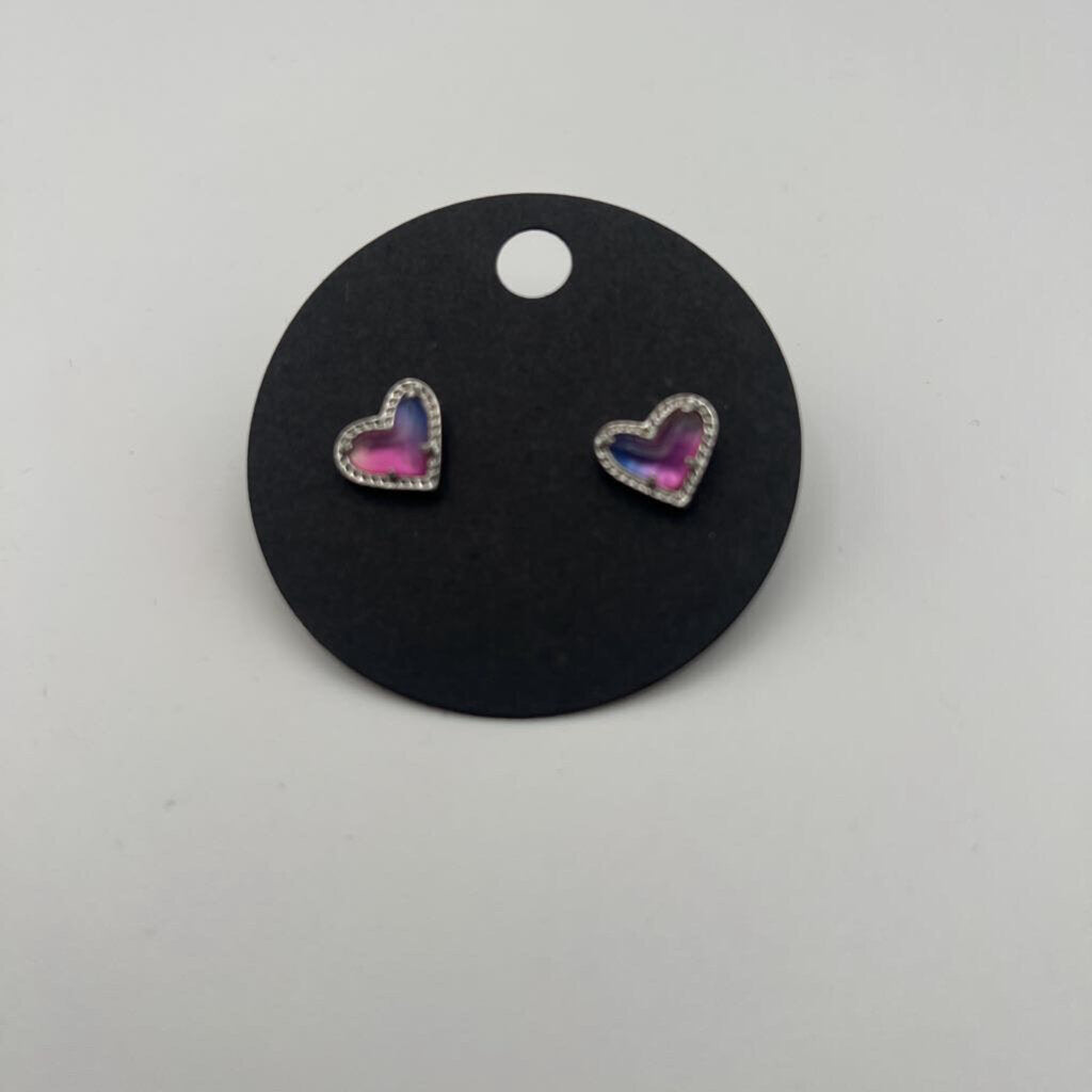 Kendra Scott Silver/ Multi Heart Stud Earrings
