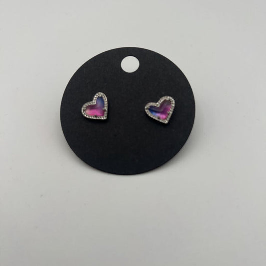 Kendra Scott Silver/ Multi Heart Stud Earrings