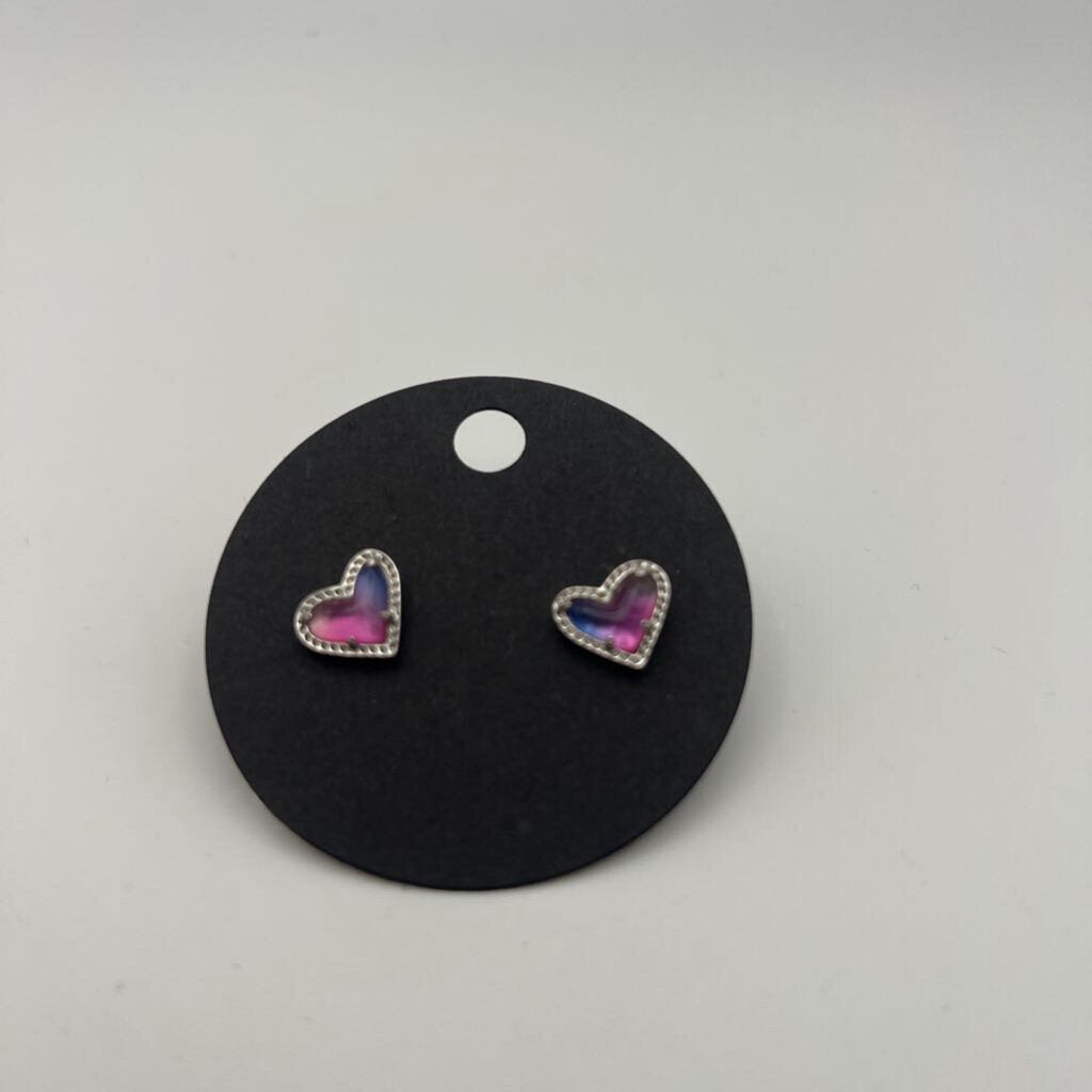 Kendra Scott Silver/ Multi Heart Stud Earrings