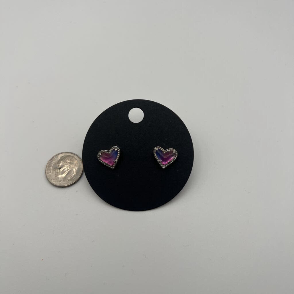 Kendra Scott Silver/ Multi Heart Stud Earrings