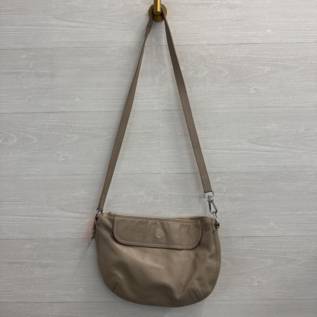 Furla Grey Leather Crossbody Flap Closure Purse