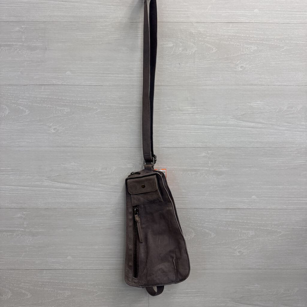 Free People Grey Leather Jagger Sling Purse