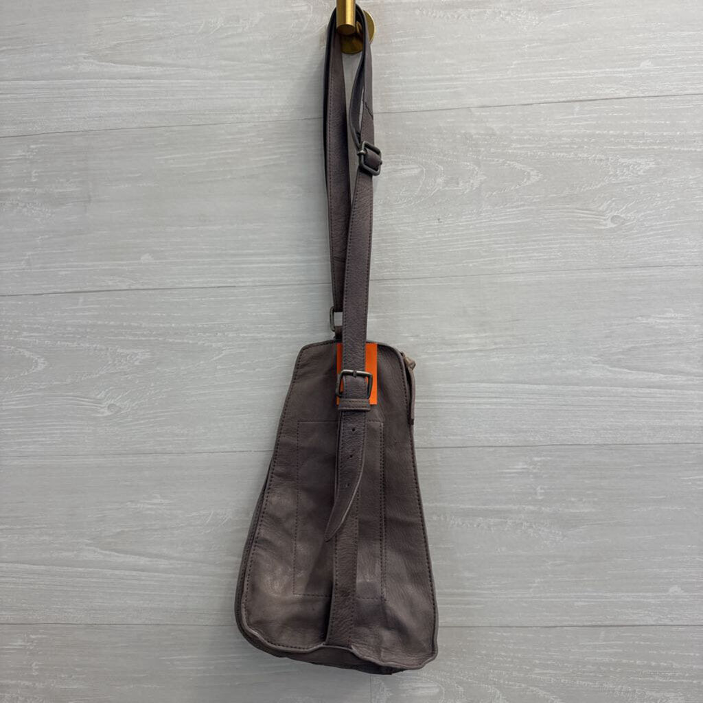 Free People Grey Leather Jagger Sling Purse
