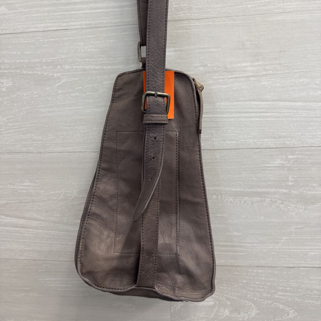 Free People Grey Leather Jagger Sling Purse