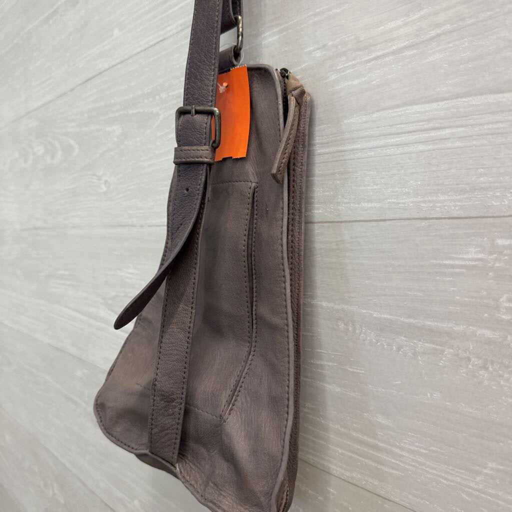 Free People Grey Leather Jagger Sling Purse
