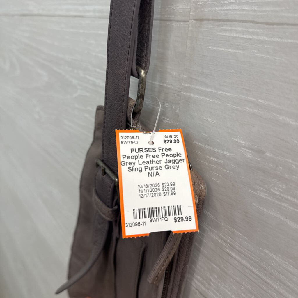 Free People Grey Leather Jagger Sling Purse