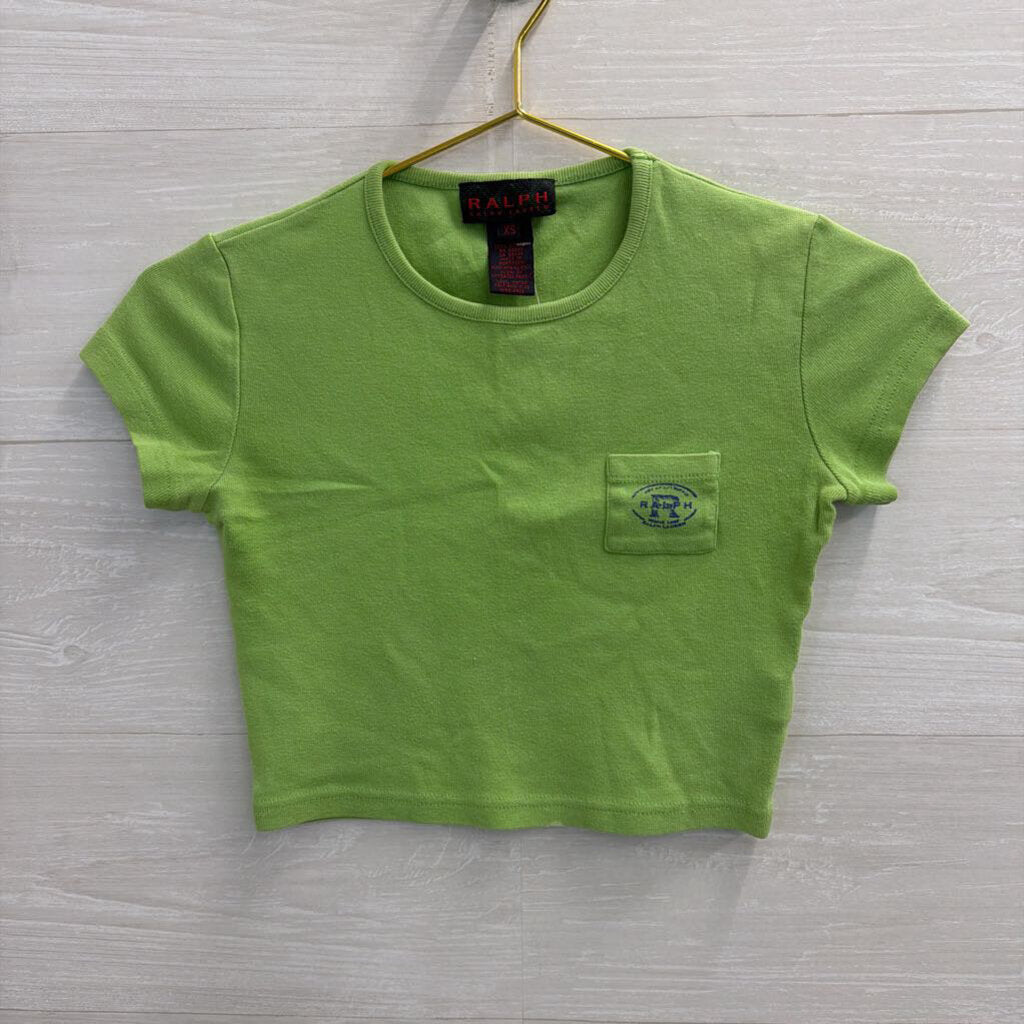 Ralph Lauren Green Cropped Short Sleeve Top Extra Small