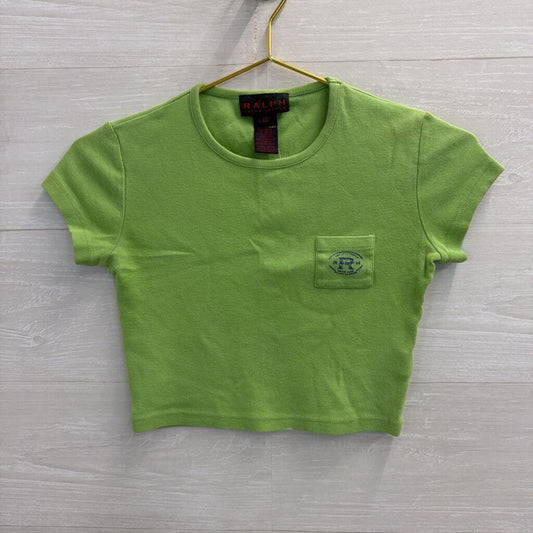 Ralph Lauren Green Cropped Short Sleeve Top Extra Small