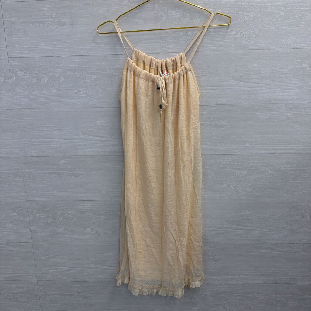 India Boutique Cream Ruffle Hem Dress One Size