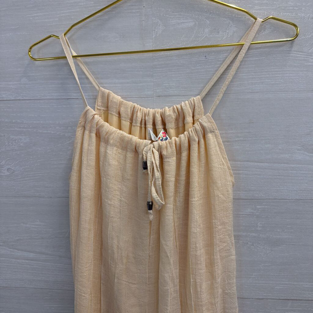 India Boutique Cream Ruffle Hem Dress One Size