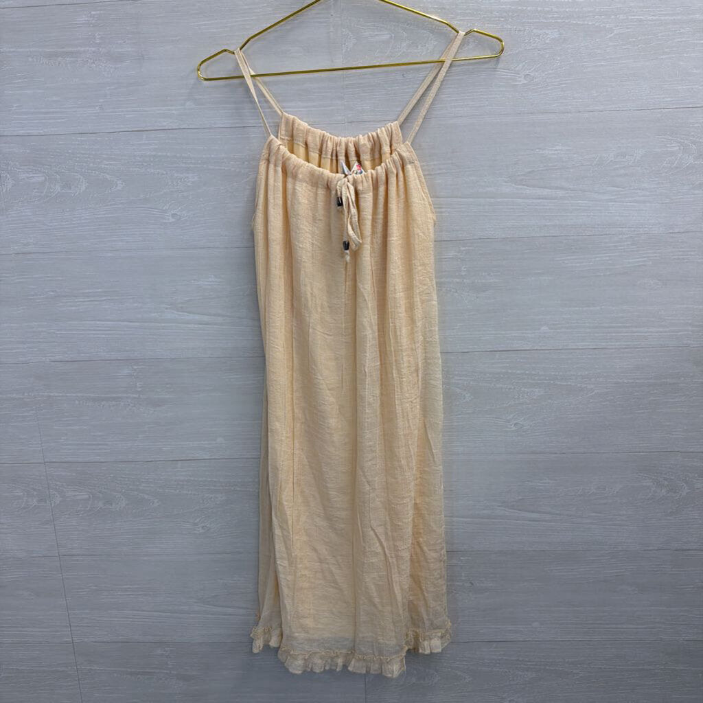India Boutique Cream Ruffle Hem Dress One Size