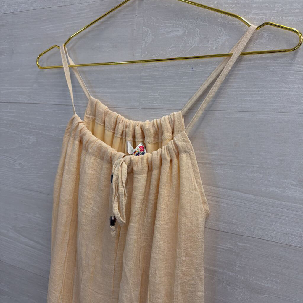 India Boutique Cream Ruffle Hem Dress One Size