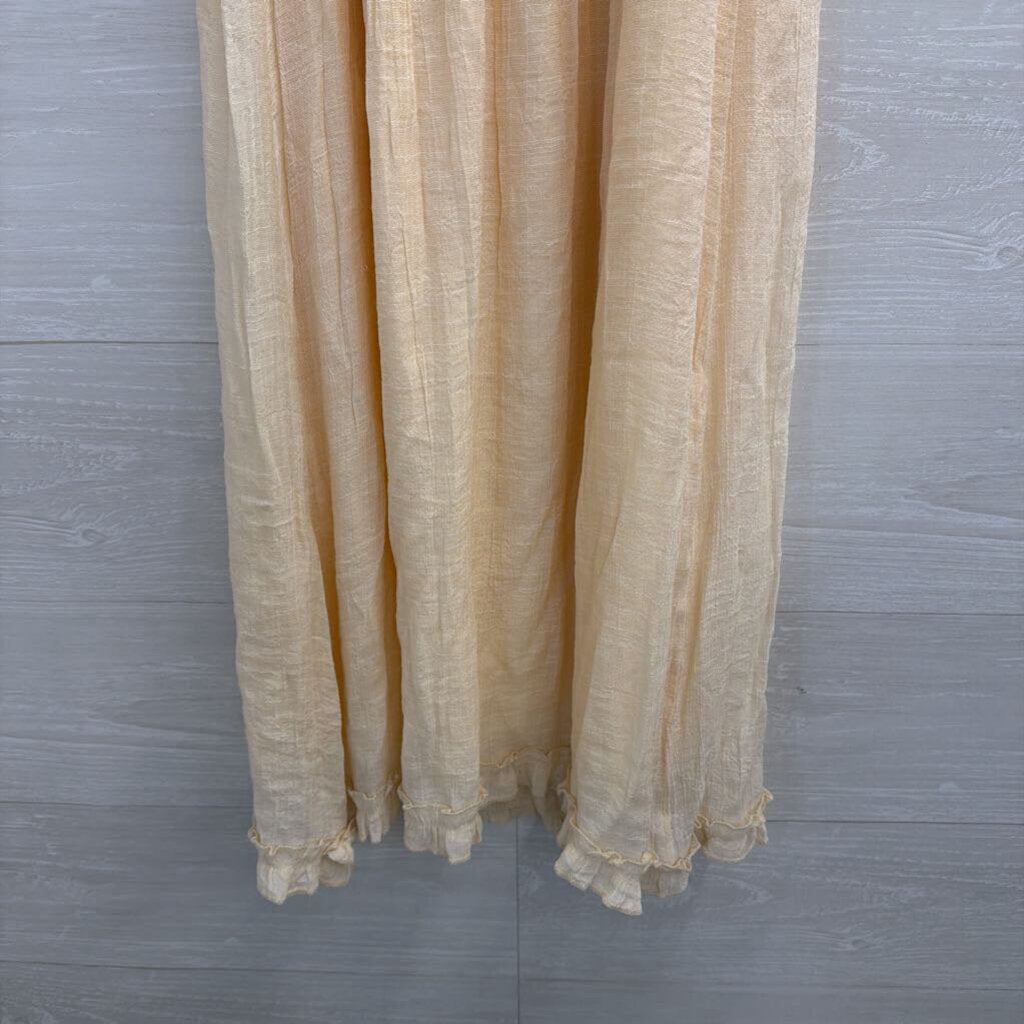India Boutique Cream Ruffle Hem Dress One Size