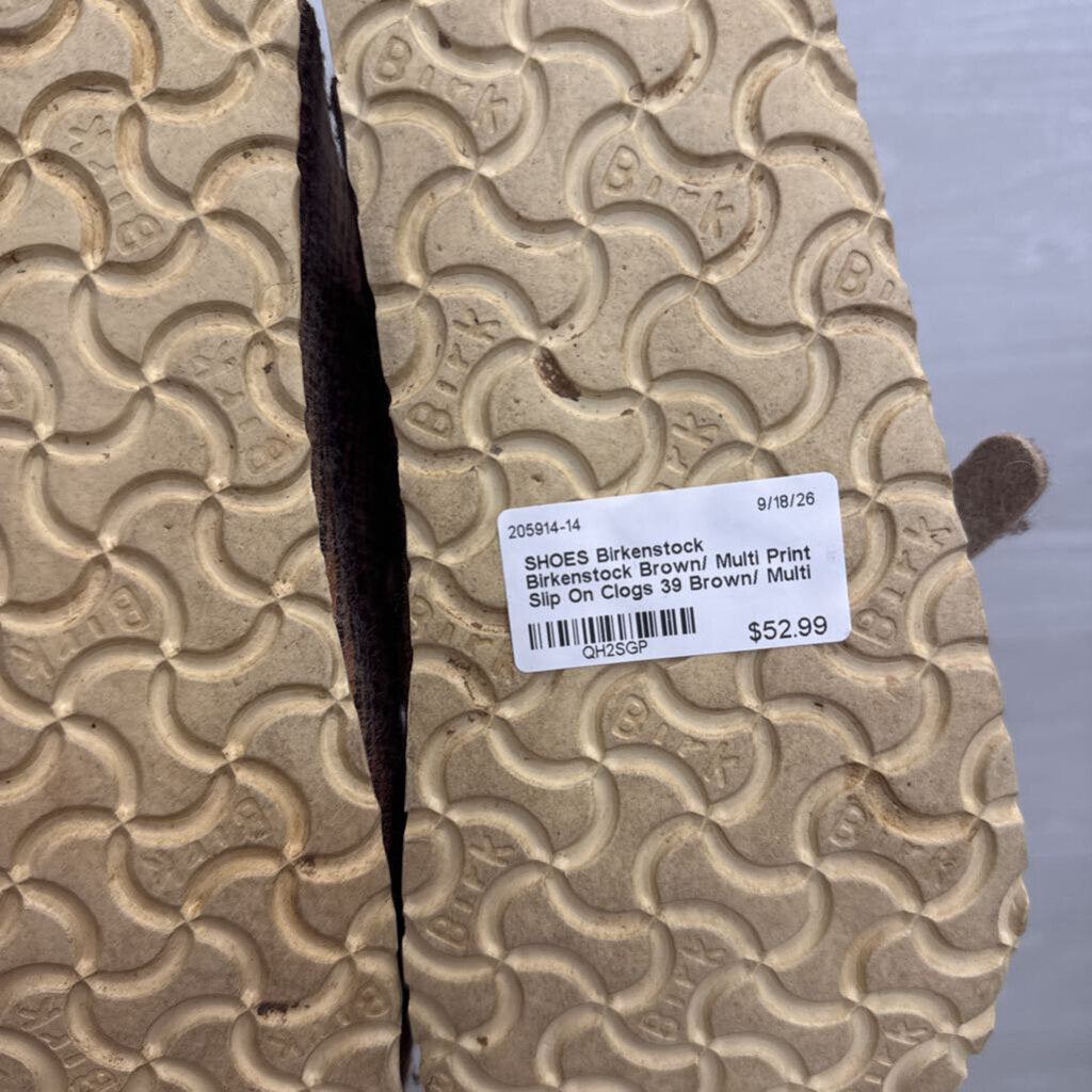 Birkenstock Brown/ Multi Print Slip On Clogs 39