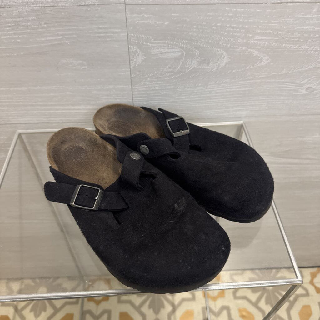Birkenstock Black Suede Slip On Clogs 39