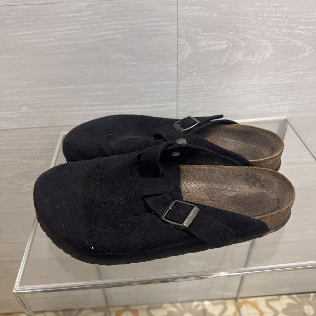 Birkenstock Black Suede Slip On Clogs 39