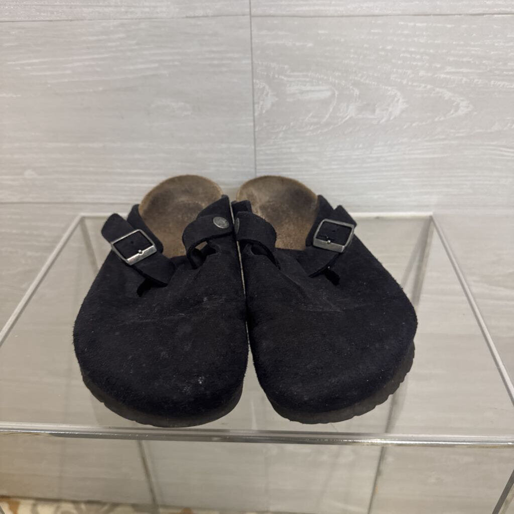 Birkenstock Black Suede Slip On Clogs 39