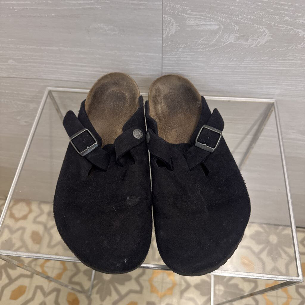 Birkenstock Black Suede Slip On Clogs 39