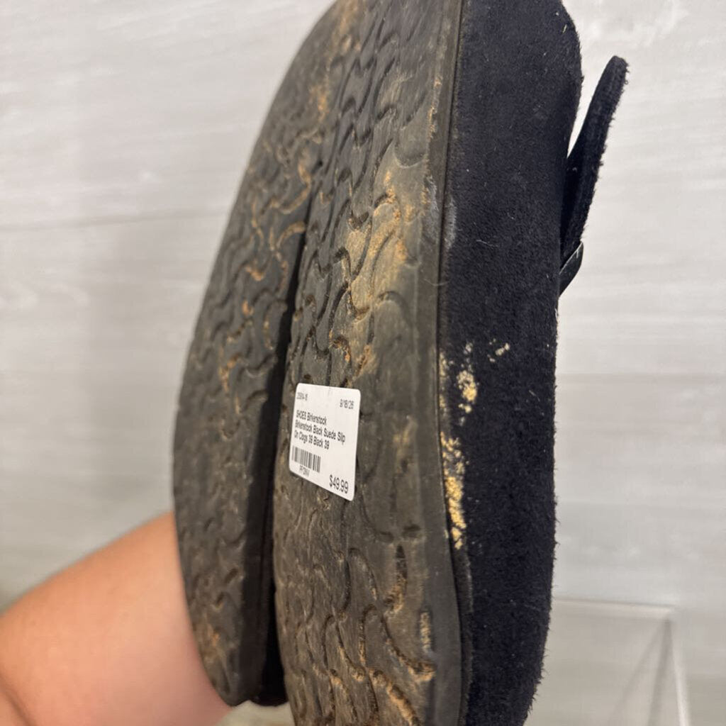 Birkenstock Black Suede Slip On Clogs 39