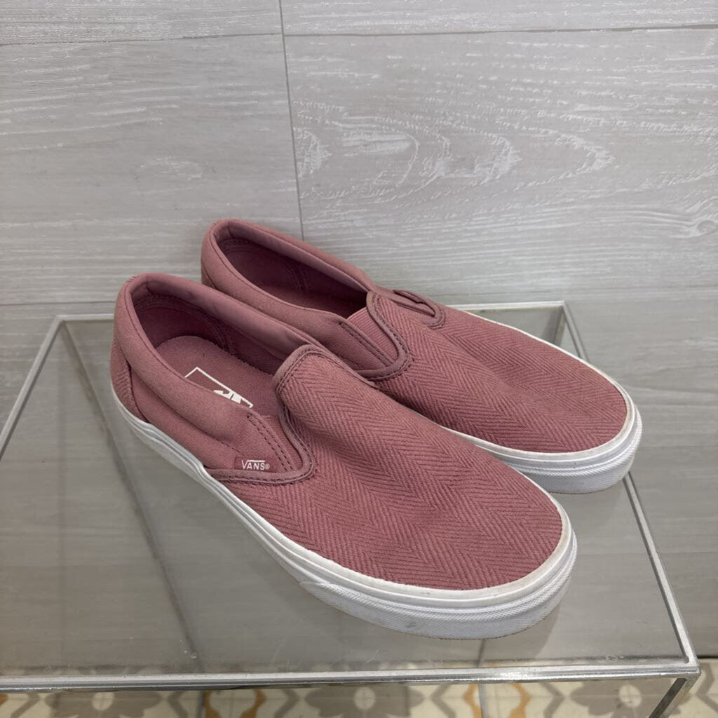 Vans Purple Herringbone Classic Slip On Sneakers 9
