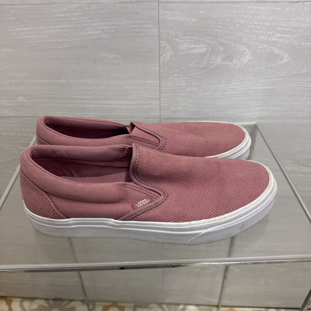Vans Purple Herringbone Classic Slip On Sneakers 9